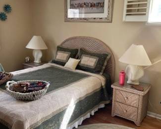 Wickers bedroom suite- two night stands, dresser and mirror