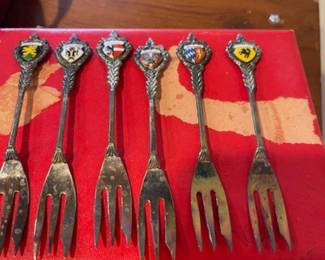 Vintage silver and enamel forks from Germany