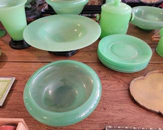 Beautiful jadeite bowls and plates.