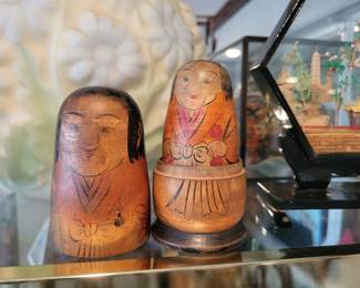 Antique Japanese nesting dolls.