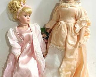 3332 - 2 Porcelain Dolls - tallest is 19" tall
