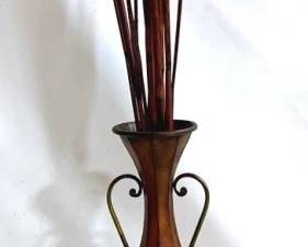 3113 - Decorative Metal Vase w/ Sticks - vase 32" tall includes stems
