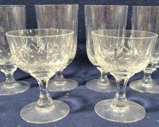 199 - 6 Fostoria Westminster Stems 4 iced teas, 2 sherbets - 6.5" & 5" 1 Iced tea stem has small chip
