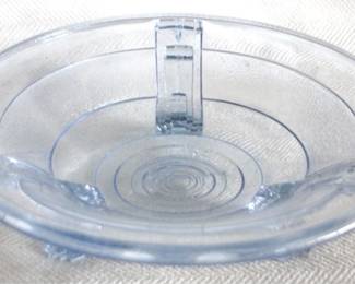 7953 - Blue Glass Footed Bowl - 10.5" Round
