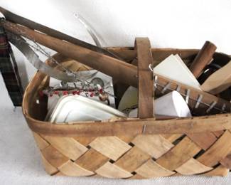 7604 - Lot of Assorted Items Basket - 17" x 10" x 11"
