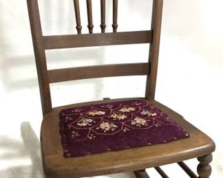 3023 - Vintage Needlepoint Seat Rocking Chair 37 x 17 x 32
