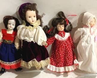 3337 - 4 Porcelain dolls - 9" tall
