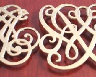494 - 2 Virginia Metalcrafters Brass Trivets

