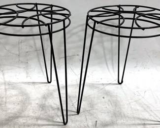 3401 - Pair of Small Metal Plant Stands - 13" tall
