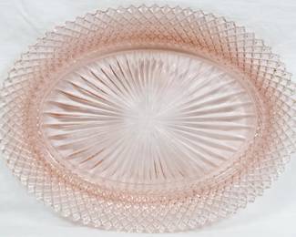 225 - Pink Miss America Depression Glass Platter 9x12