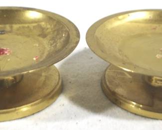 8508 - 2 Brass Candle Holders - 4.5" Round
