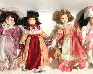 3330 - Lot of Assorted Porcelain Dolls - 17" tall some w/ stands
