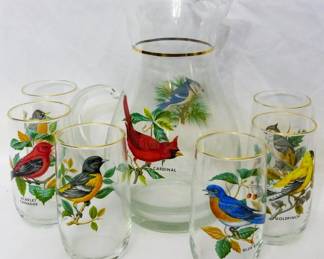 87 - Vintage 7pc Lemonade Set w/ Birds
