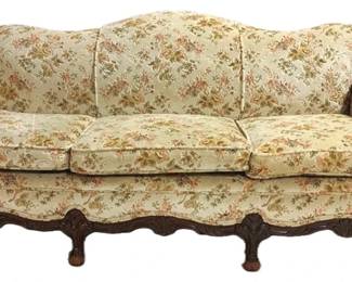 3346 - Queen Anne Floral Sculptured Velour Couch 34 x 78 x 34
