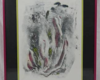 1408 - Elinor Hopkins Framed Watercolor "Flame" 20.5 x 16.5