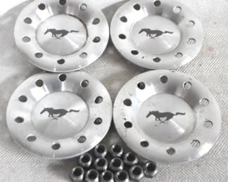 7955 - 4 Mustang Center Caps w/ Lug Nuts 6.5"
