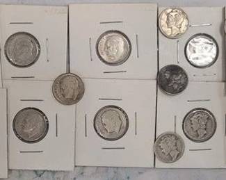 241 - Silver Dimes, 10 Mercury & 7 Roosevelt
