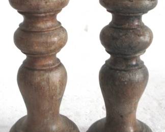 8341 - 2 Wood Candle Holders - 7" Tall
