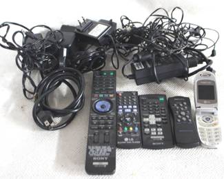 7768 - Lot of Assorted Power Cords & Remote Controls You are buying a used as-is electric/electronic item. We do not guarantee all components are present, and if it is not expressly stated, it is untested.
