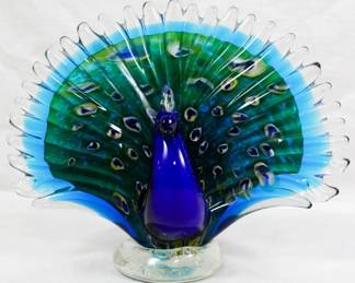 230 - Murano Glass Peacock 7.5"
