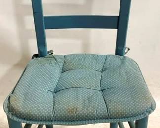 3218 - Ladder Back Chair w/ Woven Seat & Cushion 33 x 16 x 13
