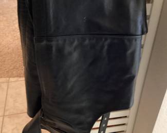Leather bib overalls