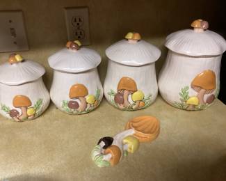 Our Arnels vintage mushroom Canisters Comp Price $80.00 ours $25.00   **SOLD**