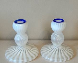 Fenton Swirl Candle Holders