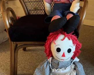 Rattan Chair With Cushion Seat Raggety Ann  Andy Doll