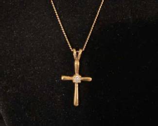 14K Gold Necklace with Cross