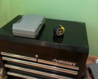 Husky 6-compartment, steel lockable tool chest: $100;   Many tools (screwdrivers, hammers, yard equipment, and much more is available also)