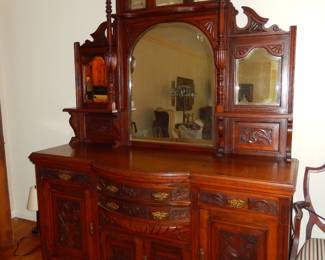 ANTIQUE MONUMENTAL VICTORIAN WALNUT
BACK BAR MIRRORED SIDEBOARD CIRCA 1870-1880