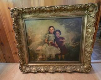 Important Antique Oil Painting Signed Hugh Allmon Board Size Approximately 24" x 26"