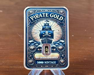 A limited mintage of “Pirate Gold”, .5 grams of .999 fine gold. Mintage limited to just 5,000. 