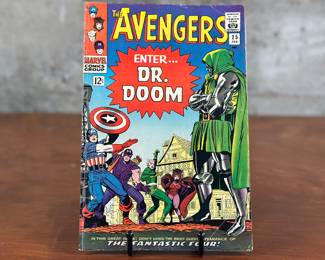 This lot features The Avengers #25, “Enter…Dr. Doom” comic book, circa 1966. Please see photos for condition. The Avengers are a team of superheroes appearing in American comic books published by Marvel Comics, created by writer-editor Stan Lee and artist/co-plotter Jack Kirby. The team made its debut in The Avengers #1 (cover-dated September 1963).