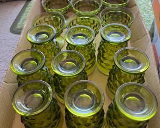 MCM avocado green footed tumblers