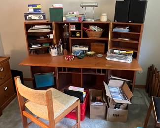 Desk unit (folds up!) and office supplies