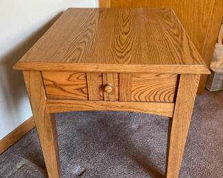 Oak side table with drawer