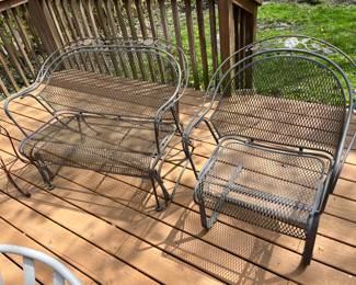 Iron glider loveseat and chair