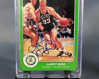 Basketball Reprint Cards, Qty 3, Includes Michael Jordan Supreme Cuts, Larry Bird 1984 Starco, And Wilt Chamberlain Fleer No. 47, All On Stands 