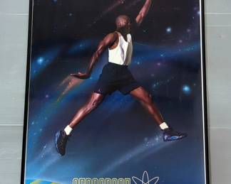 Michael Jordan (HOF) 1993 Nike Aerospace Jordan, 36" x 24" And Jim Brown (HOF) Cleveland Browns 1990 Busch Beer, 17" x 15" Framed Advertising Posters