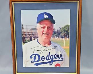 Tommy Lasorda (HOF) Los Angeles Dodgers Autographed Photo, With COA From The Ted Williams Museum & Hitters Hall Of Fame, Framed And Matted Under Glass, 13" x 11.5"