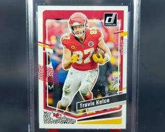 Travis Kelce Kansas City Chiefs 2022 Panini Illusions No. 47 And 2023 Panini Donruss No. 151 Cards, Both Certified By 4 Bases Sports Cards, Both Graded 10 Gem Mint, On Stands 