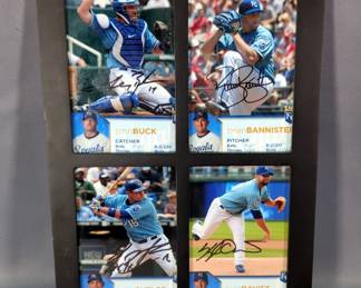 John Buck, Brian Bannister, Billy Butler, And Kyle Davies Kansas City Royals Autographed Framed Photos, 13.25" X 9.25" And Harry S Truman Sports Complex Kauffman Stadium Framed Print, 24" X 20"