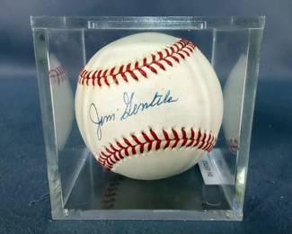 Jim Gentile Autographed Baseball In Display Case, With J.V. Sports Collectibles COA 