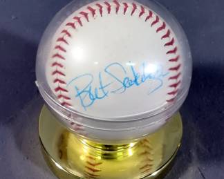 Bret Saberhagen Kansas City Royals Autographed Baseball, In Baseball Display