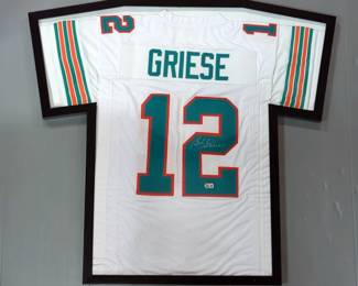 Bob Griese (HOF) Miami Dolphins Autographed Jersey, With Beckett COA Sticker, Framed