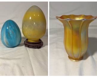 Vintage Quezal Lamp Shade Glass Eggs