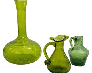 Green Crackle Glass Trio