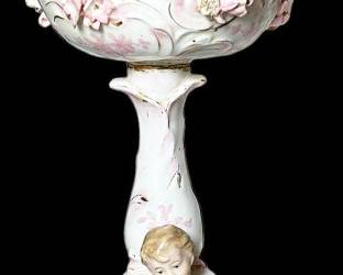 Porcelain Cherub Oil Lamp